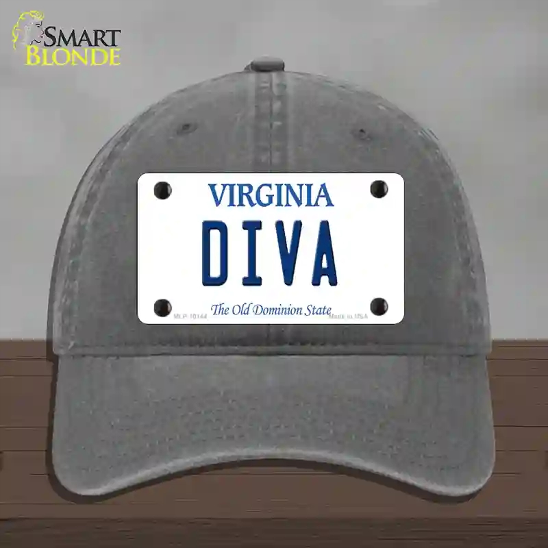 HAT08-MLP-10144 Diva Virginia Novelty License Plate Hat, Unconstructed Cotton - Charcoal