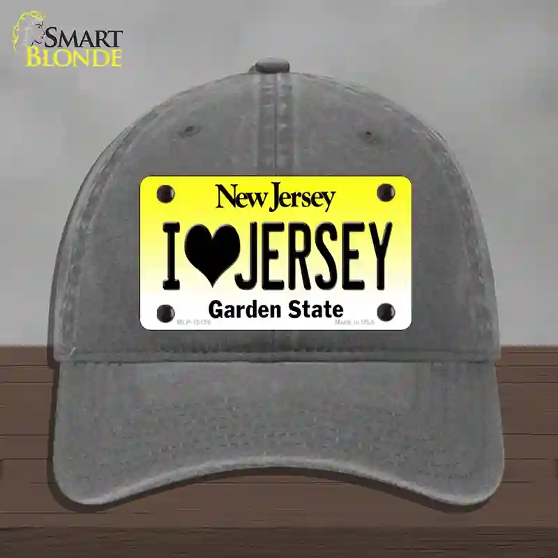 HAT08-MLP-10155 I Love Jersey   Jersey Novelty License Plate Hat, Unconstructed Cotton - Charcoal