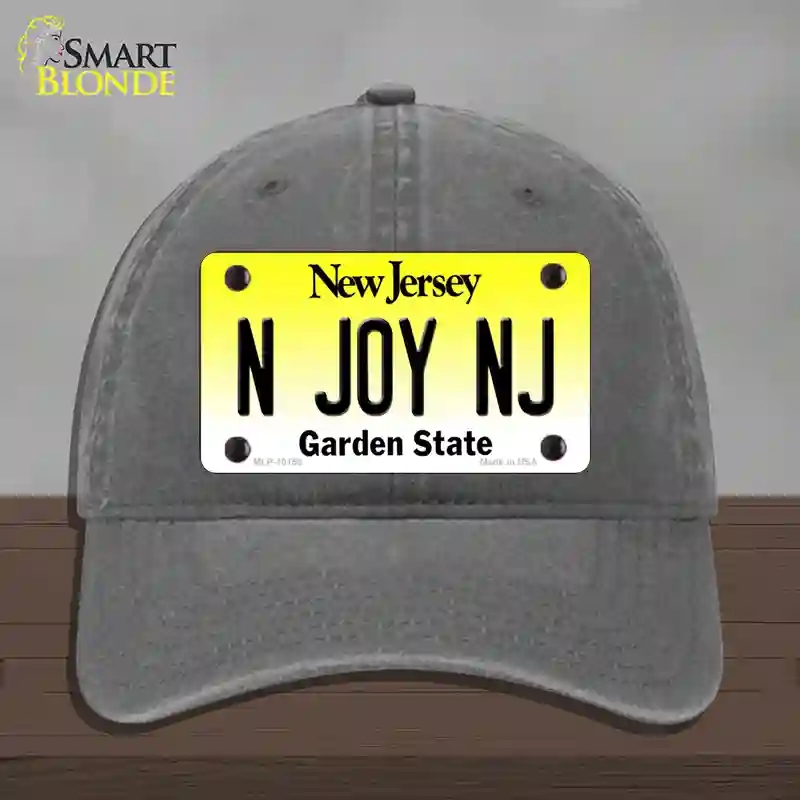 HAT08-MLP-10158 N Joy NJ   Jersey Novelty License Plate Hat, Unconstructed Cotton - Charcoal