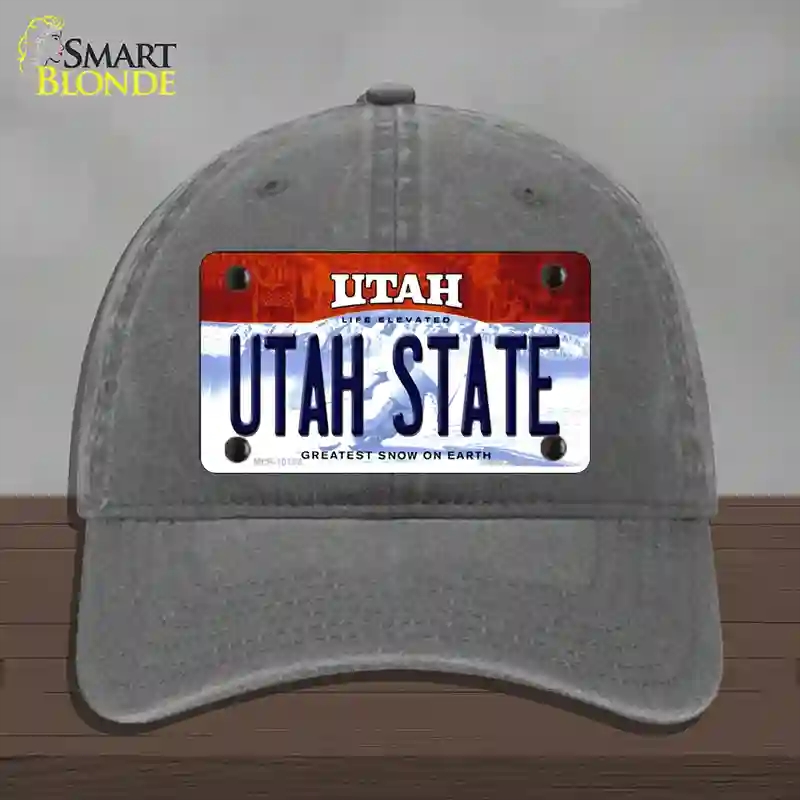 HAT08-MLP-10198 Utah State Novelty License Plate Hat, Unconstructed Cotton - Charcoal