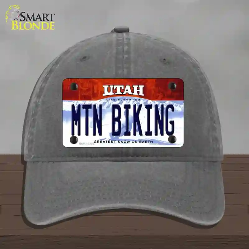 HAT08-MLP-10233 Mtn Biking Utah Novelty License Plate Hat, Unconstructed Cotton - Charcoal