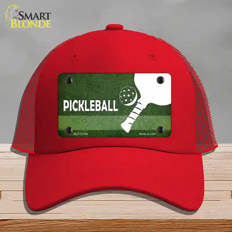HAT17-MLP-12186 Pickleball Novelty License Plate Hat, Mesh - Red