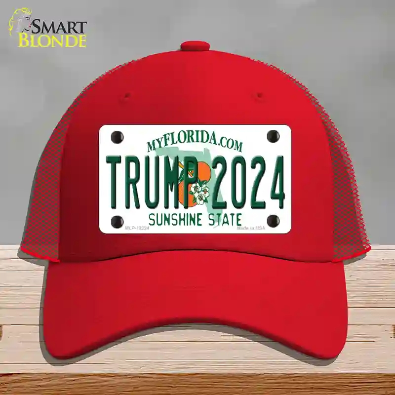 HAT17-MLP-12224 Trump 2024 Florida Novelty License Plate Hat, Mesh - Red