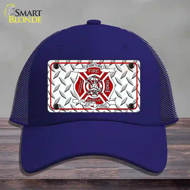 HAT18-MLP-020 Fire Fighter Rescue Novelty License Plate Hat, Mesh - Royal Blue