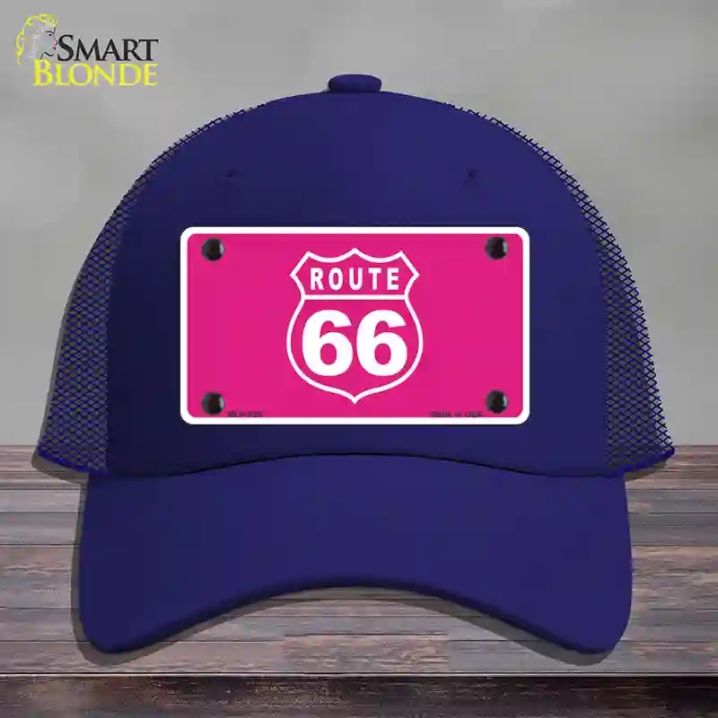 HAT18-MLP-025 US Route 66 Pink Novelty License Plate Hat, Mesh - Royal Blue