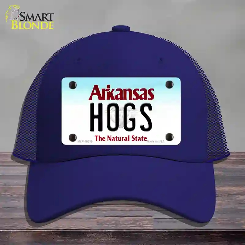 HAT18-MLP-10039 Hogs Arkansas Novelty License Plate Hat, Mesh - Royal Blue