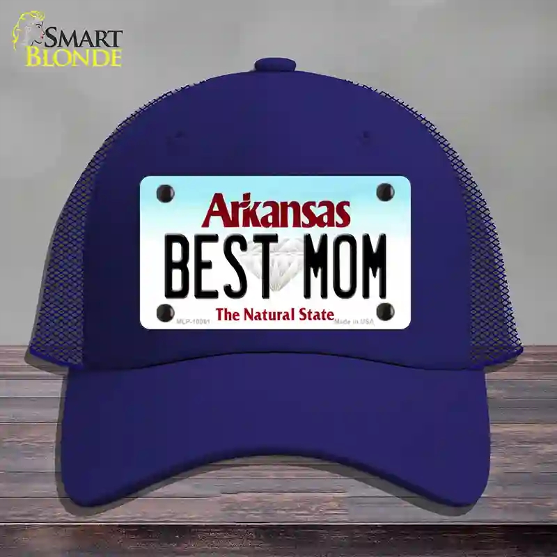 HAT18-MLP-10061 Best Mom Arkansas Novelty License Plate Hat, Mesh - Royal Blue