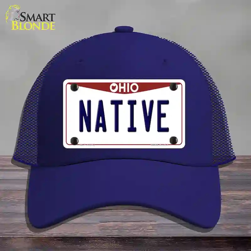 HAT18-MLP-10092 Native Ohio Novelty License Plate Hat, Mesh - Royal Blue