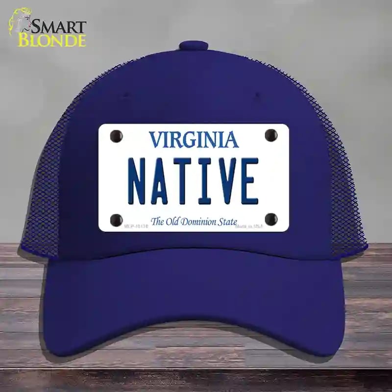 HAT18-MLP-10136 Native Virginia Novelty License Plate Hat, Mesh - Royal Blue