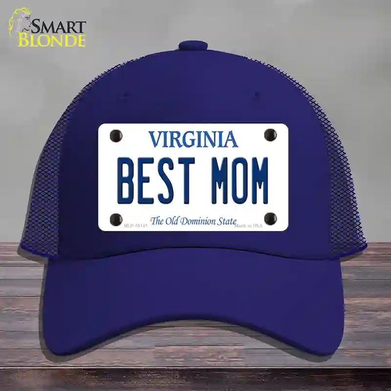 HAT18-MLP-10141 Best Mom Virginia Novelty License Plate Hat, Mesh - Royal Blue
