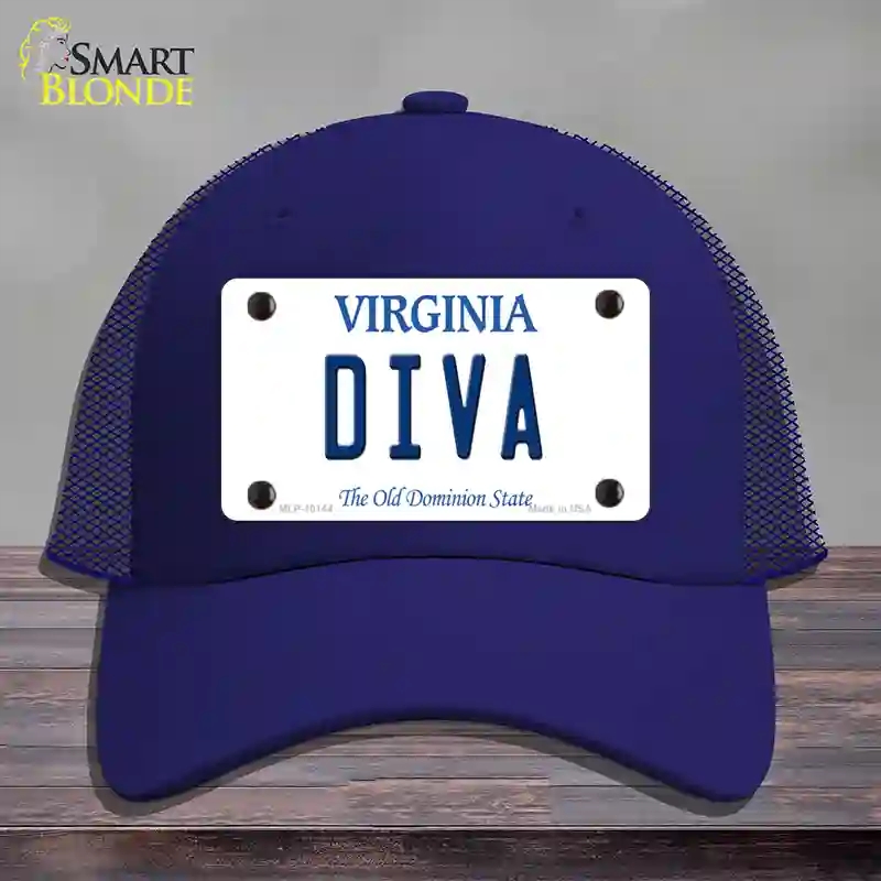 HAT18-MLP-10144 Diva Virginia Novelty License Plate Hat, Mesh - Royal Blue
