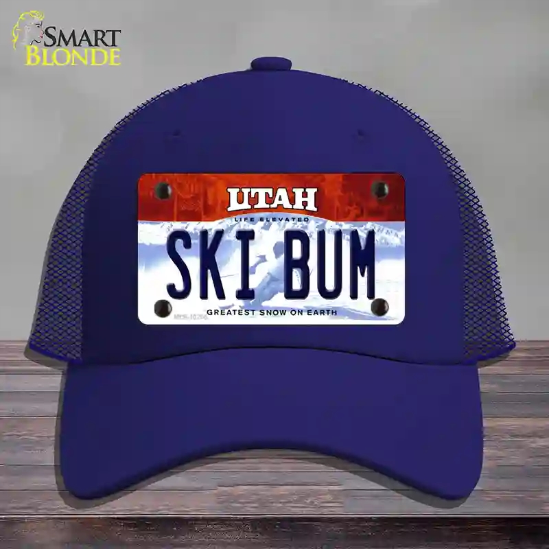 HAT18-MLP-10206 Ski Bum Utah Novelty License Plate Hat, Mesh - Royal Blue