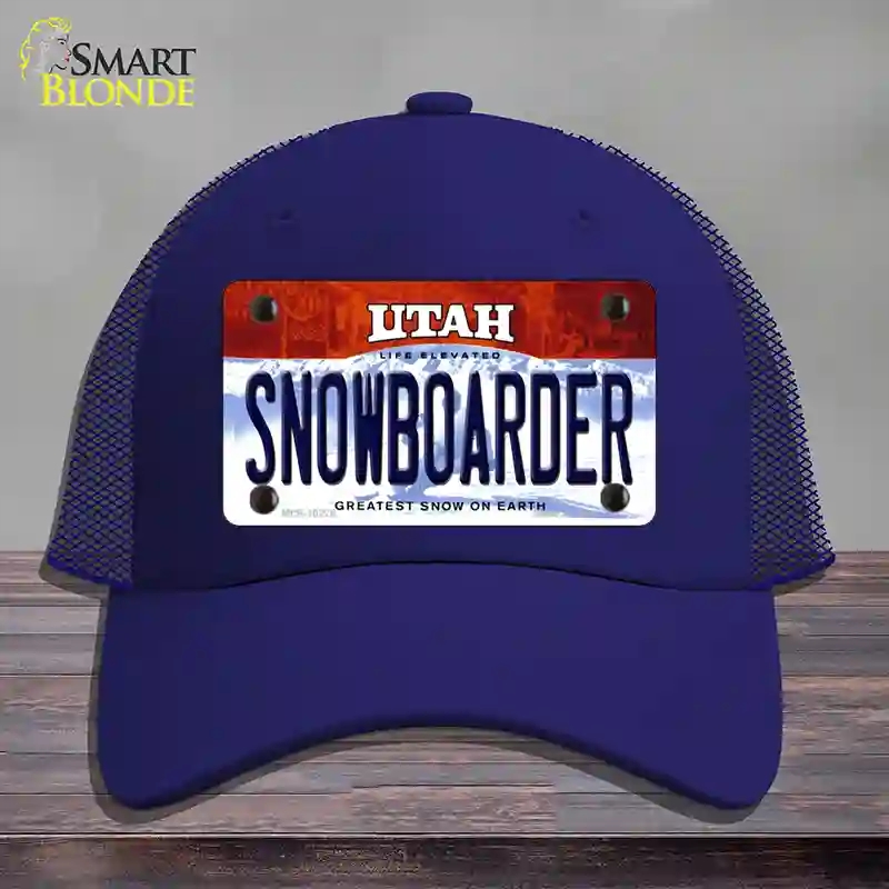 HAT18-MLP-10226 Snowboarder Utah Novelty License Plate Hat, Mesh - Royal Blue