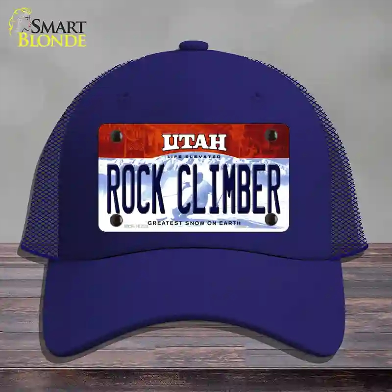 HAT18-MLP-10229 Rock Climber Utah Novelty License Plate Hat, Mesh - Royal Blue