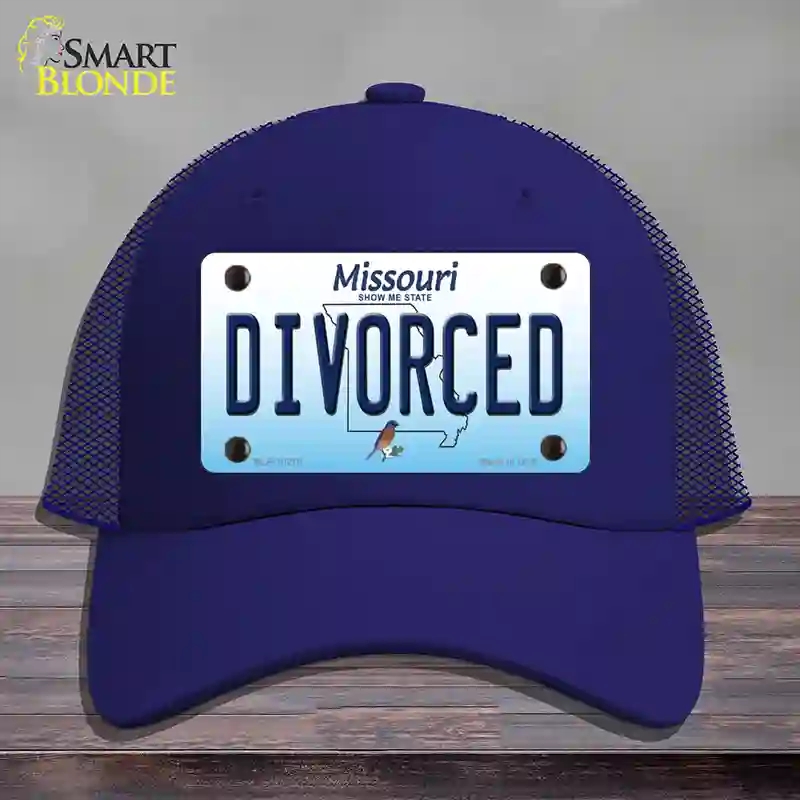 HAT18-MLP-10278 Divorced Missouri Novelty License Plate Hat, Mesh - Royal Blue