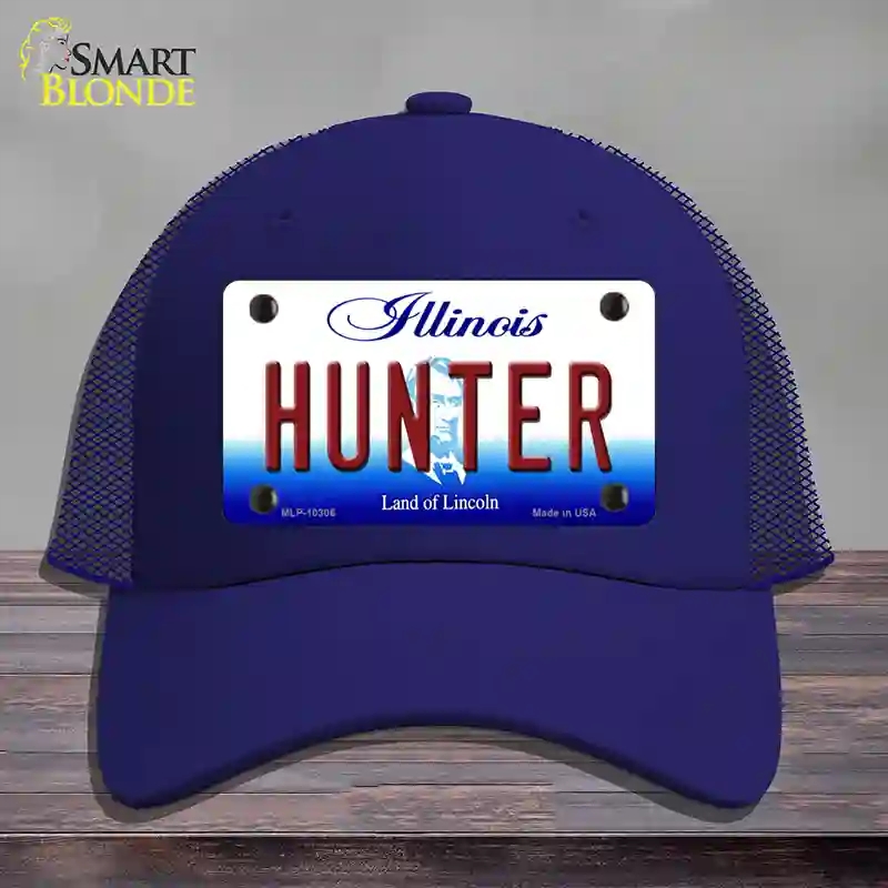 HAT18-MLP-10306 Hunter Illinois Novelty License Plate Hat, Mesh - Royal Blue