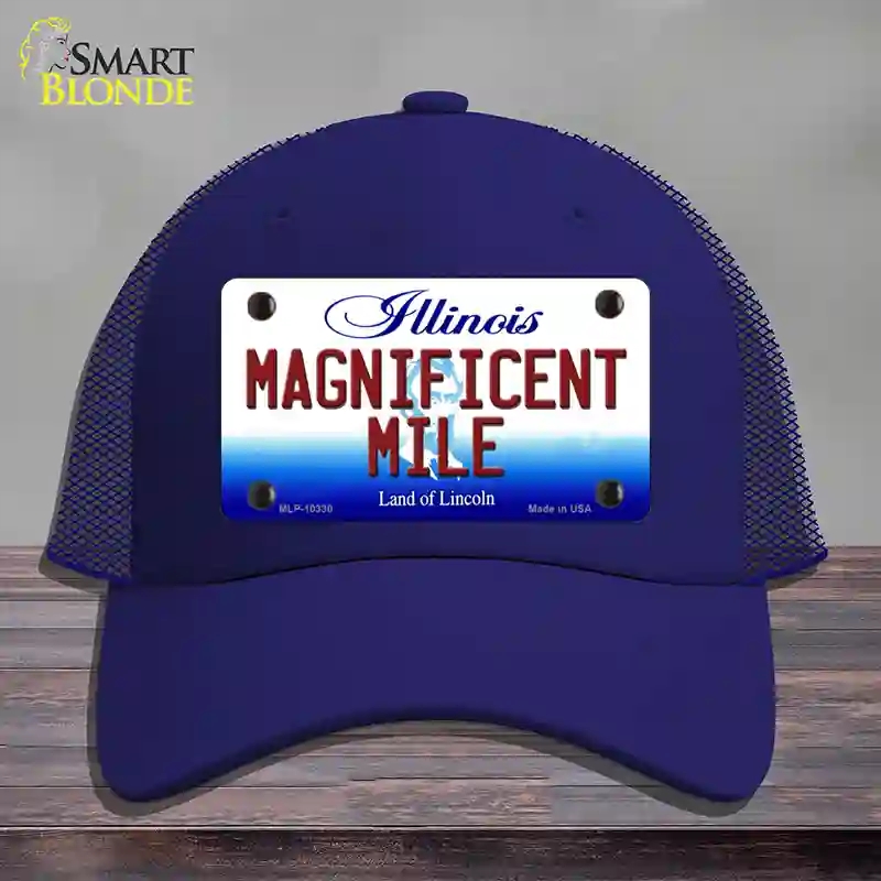 HAT18-MLP-10330 Magnificent Mile Illinois Novelty License Plate Hat, Mesh - Royal Blue