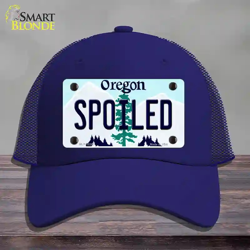 HAT18-MLP-10367 Spoiled Oregon Novelty License Plate Hat, Mesh - Royal Blue