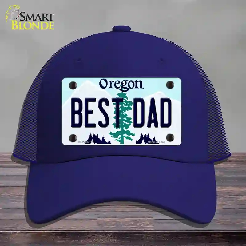 HAT18-MLP-10382 Best Dad Oregon Novelty License Plate Hat, Mesh - Royal Blue