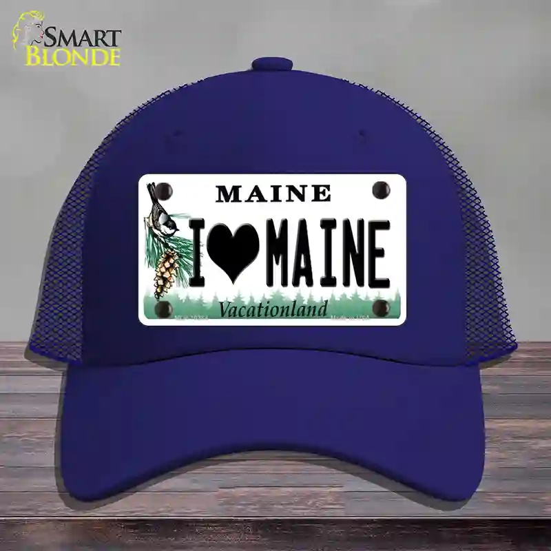 HAT18-MLP-10384 I Love Maine Novelty License Plate Hat, Mesh - Royal Blue