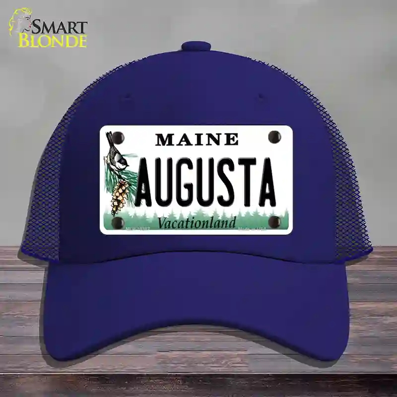 HAT18-MLP-10387 Augusta Maine Novelty License Plate Hat, Mesh - Royal Blue