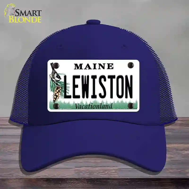 HAT18-MLP-10389 Lewiston Maine Novelty License Plate Hat, Mesh - Royal Blue