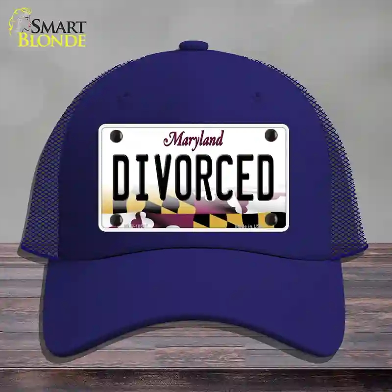 HAT18-MLP-10507 Divorced Maryland Novelty License Plate Hat, Mesh - Royal Blue