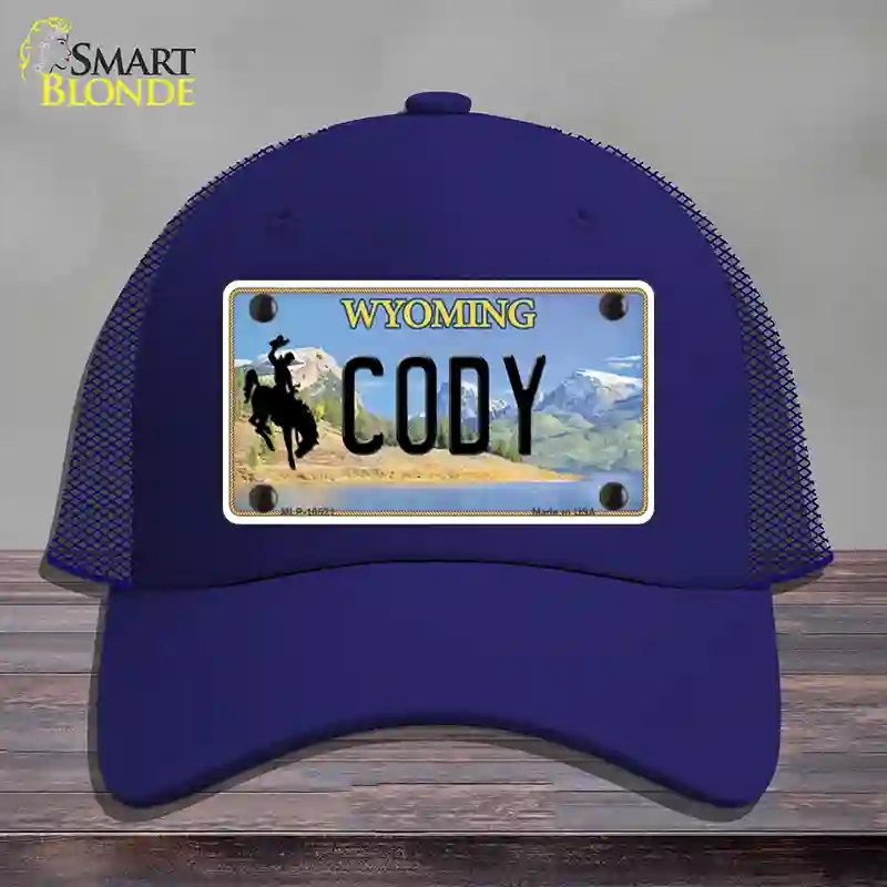 HAT18-MLP-10521 Cody Wyoming Novelty License Plate Hat, Mesh - Royal Blue
