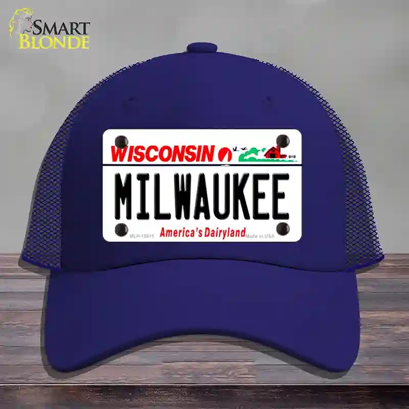 HAT18-MLP-10611 Milwaukee Wisconsin Novelty License Plate Hat, Mesh - Royal Blue