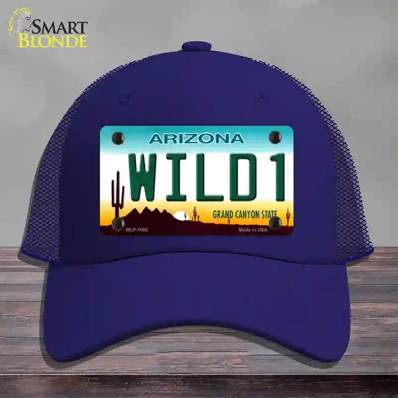 HAT18-MLP-1085 Wild 1 Arizona Novelty License Plate Hat, Mesh - Royal Blue