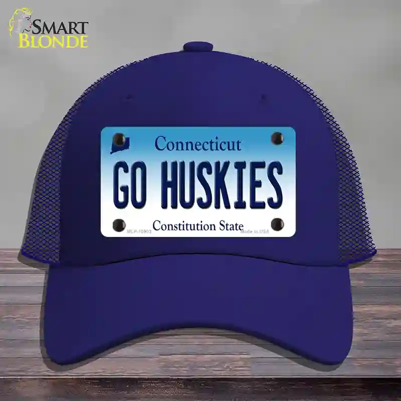 HAT18-MLP-10903 Go Huskies Connecticut Novelty License Plate Hat, Mesh - Royal Blue