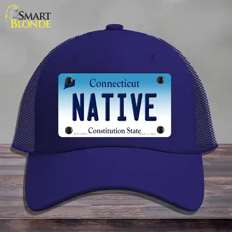 HAT18-MLP-10921 Native Connecticut Novelty License Plate Hat, Mesh - Royal Blue