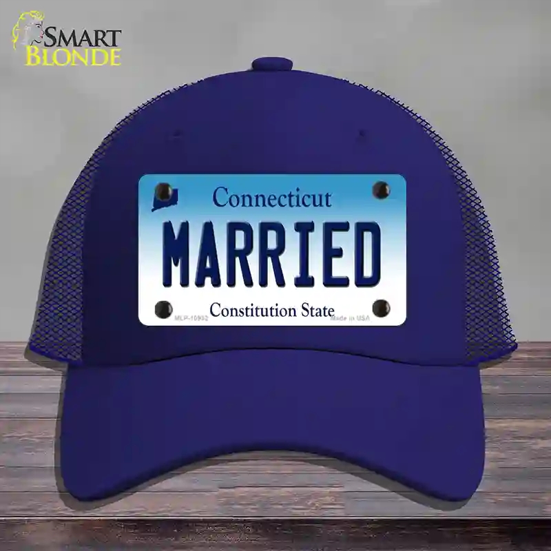 HAT18-MLP-10932 Married Connecticut Novelty License Plate Hat, Mesh - Royal Blue
