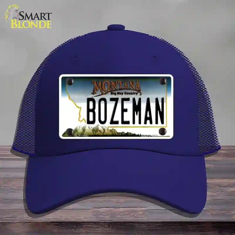 HAT18-MLP-11092 Bozeman Montana State Novelty License Plate Hat, Mesh - Royal Blue