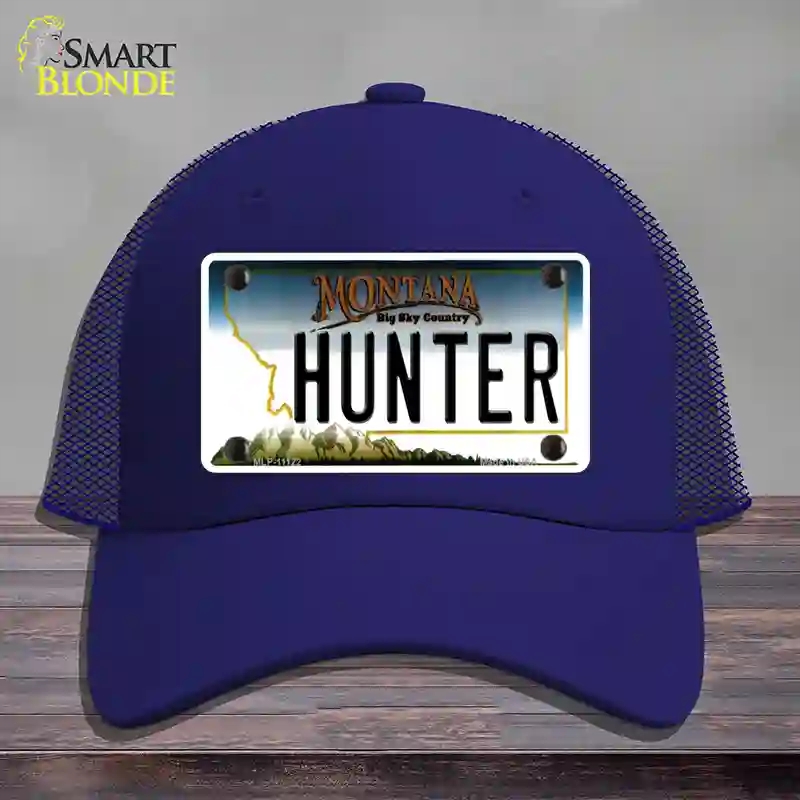HAT18-MLP-11122 Hunter Montana State Novelty License Plate Hat, Mesh - Royal Blue