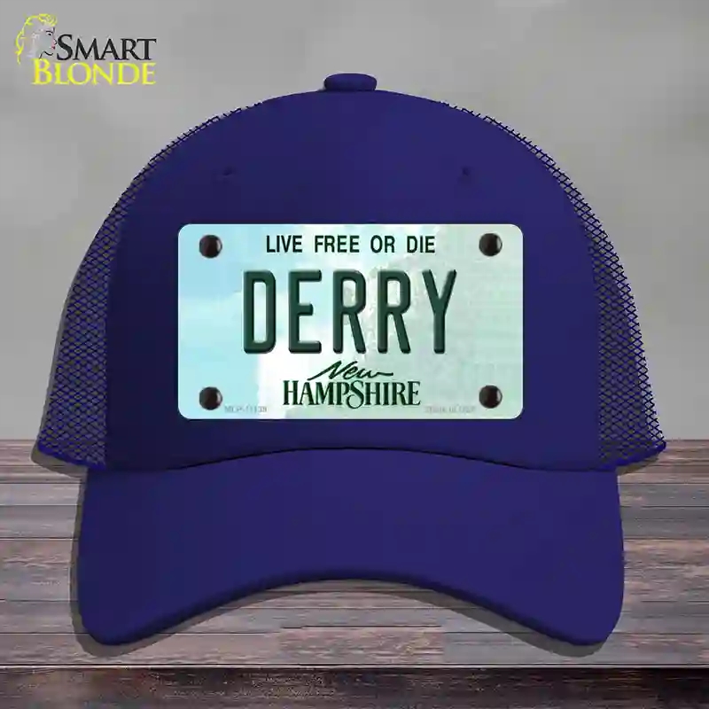 HAT18-MLP-11139 Derry   Hampshire State Novelty License Plate Hat, Mesh - Royal Blue
