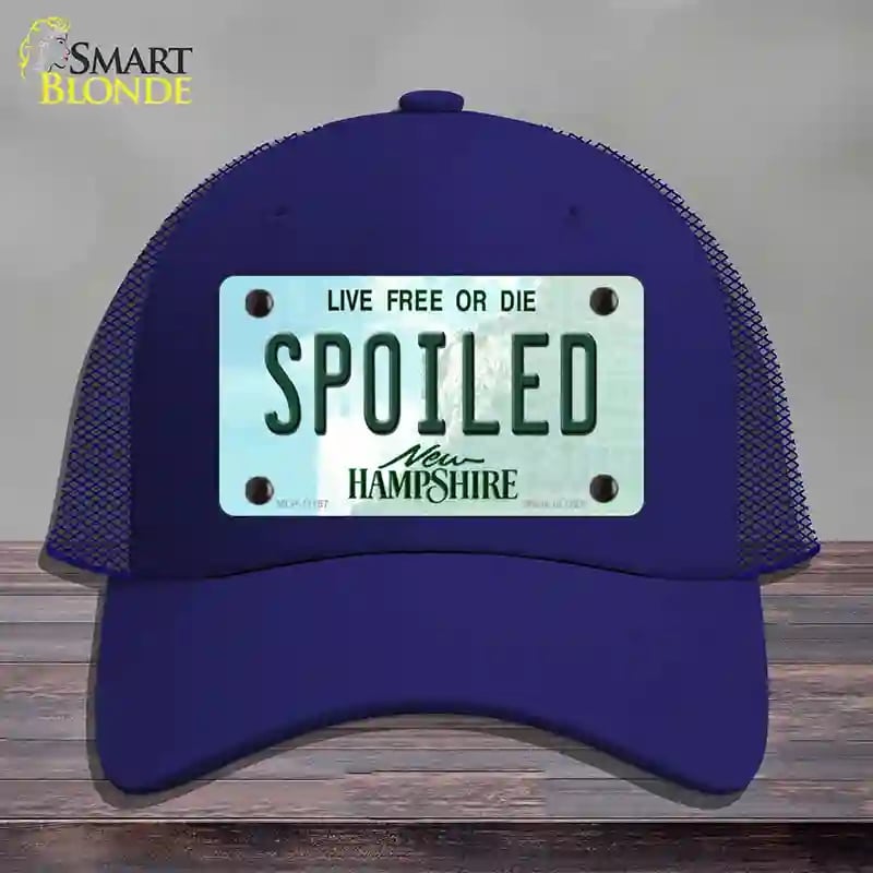 HAT18-MLP-11157 Spoiled   Hampshire State Novelty License Plate Hat, Mesh - Royal Blue