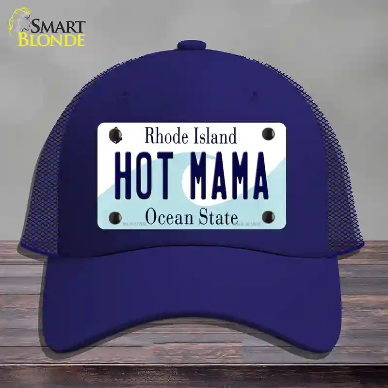 HAT18-MLP-11202 Hot Mama Rhode Island State Novelty License Plate Hat, Mesh - Royal Blue