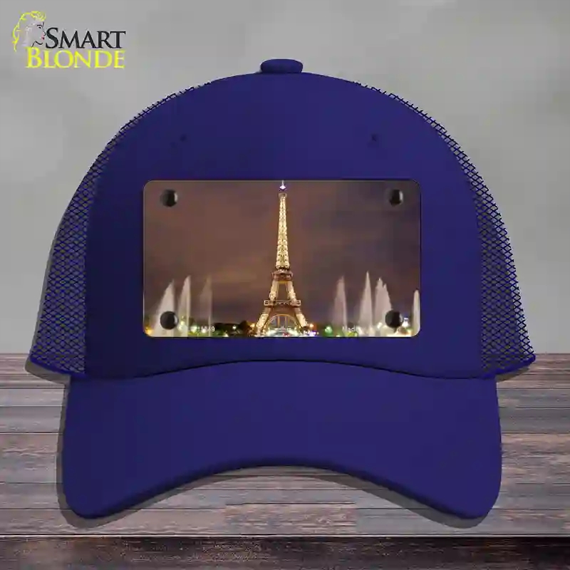 HAT18-MLP-11249 Eiffel Tower Night with Fountain Novelty License Plate Hat, Mesh - Royal Blue