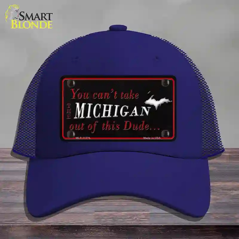HAT18-MLP-11276 Michigan Dude Novelty License Plate Hat, Mesh - Royal Blue