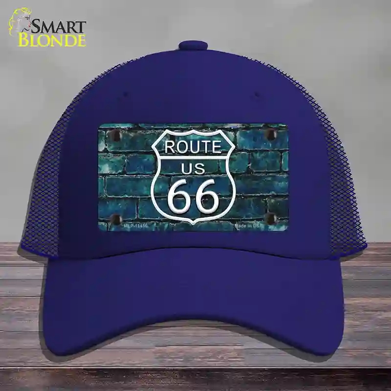 HAT18-MLP-11456 Route 66 Blue Brick Wall Novelty License Plate Hat, Mesh - Royal Blue