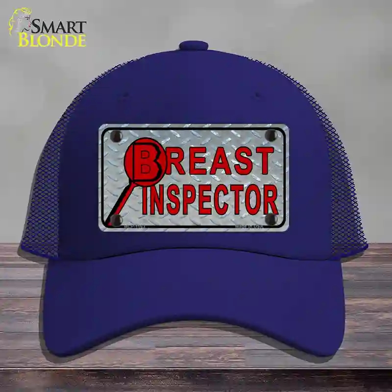 HAT18-MLP-1163 Breast Inspector Novelty License Plate Hat, Mesh - Royal Blue