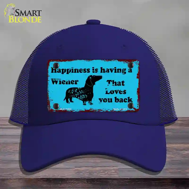 HAT18-MLP-11684 Happiness is Having a Wiener Novelty License Plate Hat, Mesh - Royal Blue