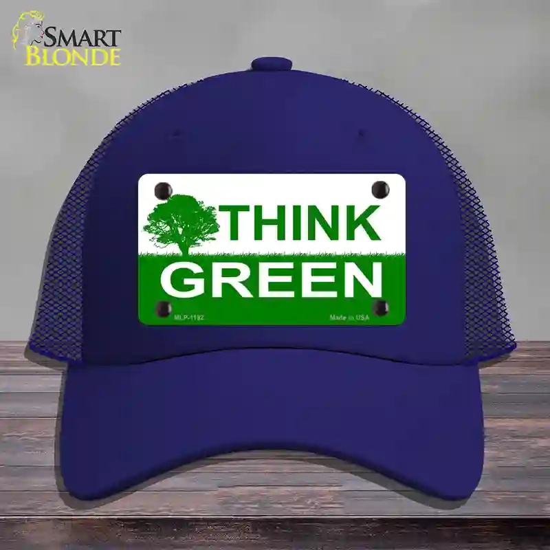 HAT18-MLP-1192 Think Green Novelty License Plate Hat, Mesh - Royal Blue