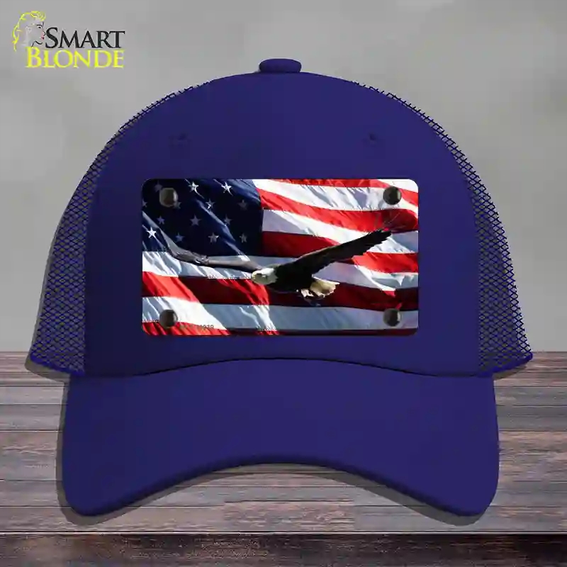 HAT18-MLP-11939 Soaring Eagle Flag Novelty License Plate Hat, Mesh - Royal Blue