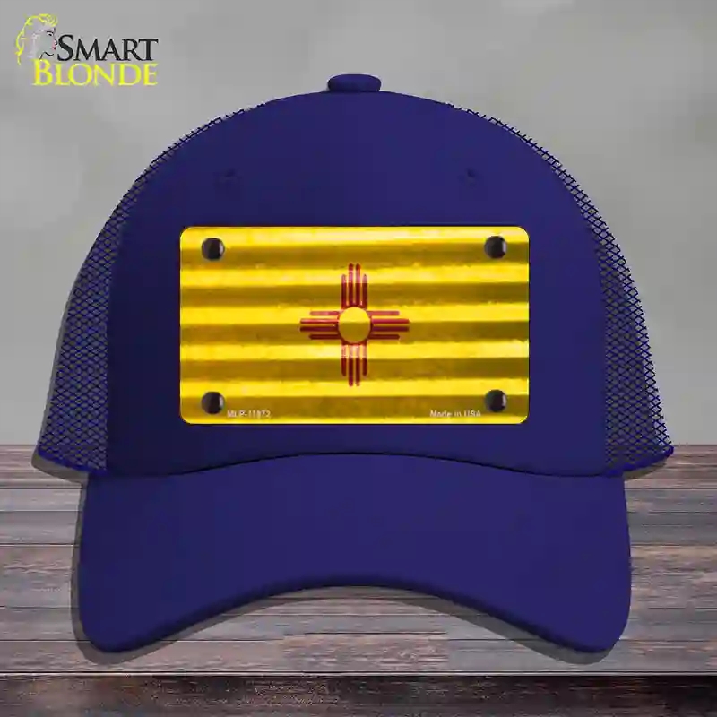 HAT18-MLP-11972   Mexico Corrugated Flag Novelty License Plate Hat, Mesh - Royal Blue