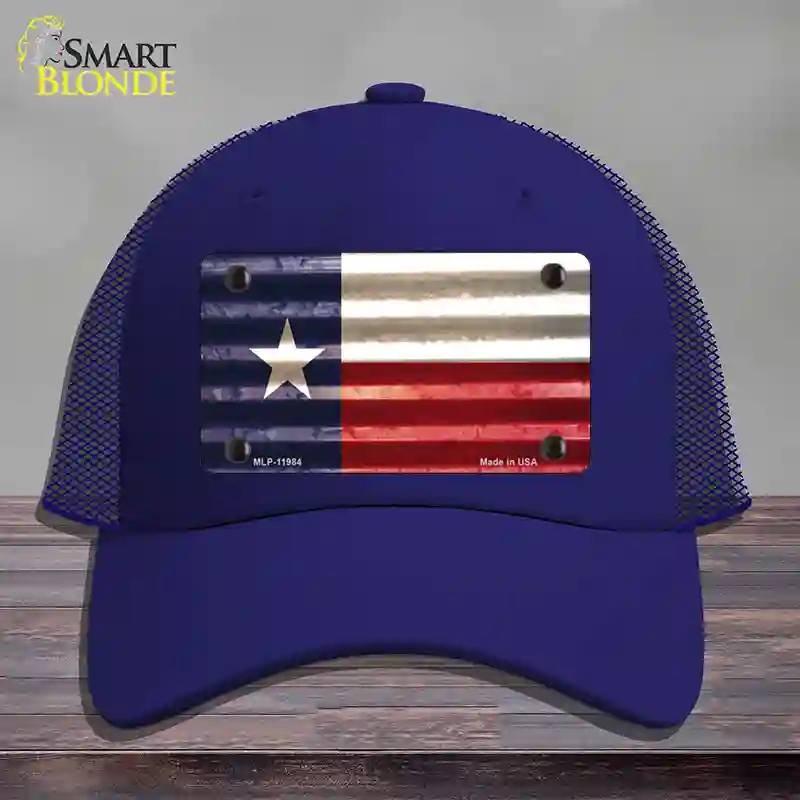 HAT18-MLP-11984 Texas Corrugated Flag Novelty License Plate Hat, Mesh - Royal Blue