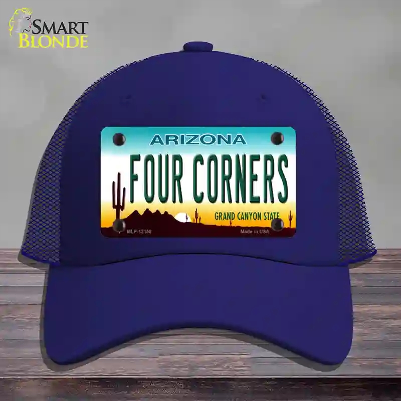 HAT18-MLP-12158 Four Corners Arizona Novelty License Plate Hat, Mesh - Royal Blue