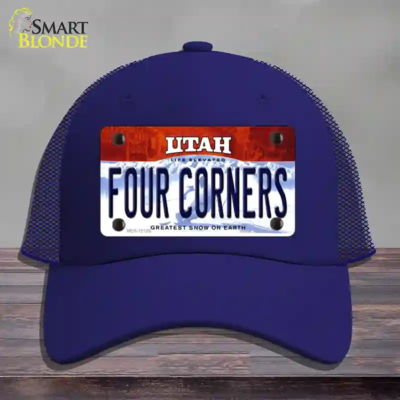 HAT18-MLP-12159 Utah Four Corners Novelty License Plate Hat, Mesh - Royal Blue