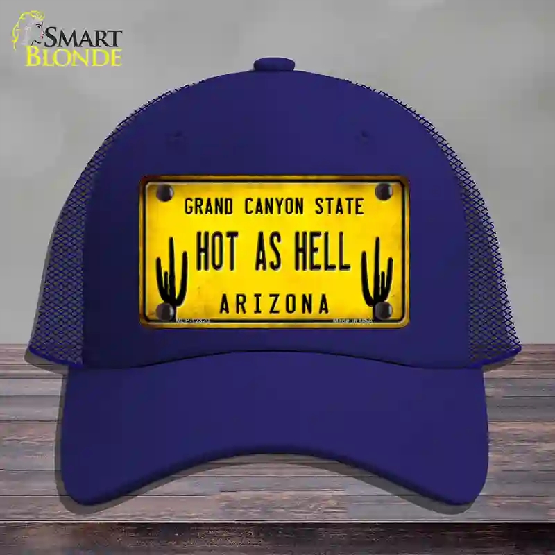 HAT18-MLP-12320 Arizona Hot as Hell Novelty License Plate Hat, Mesh - Royal Blue